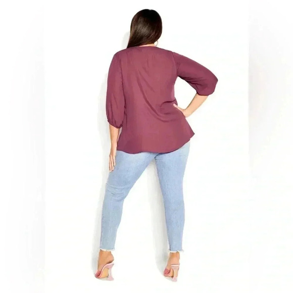 NWT City Chic Sexy Fling Elbow Sleeve Top, Size M (18), Rose Berry - Picture 3 of 9